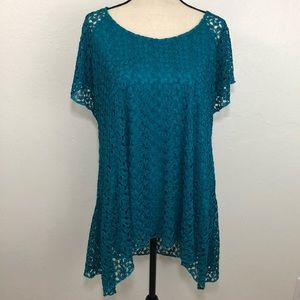 Roz & Ali Teal Crochet Blouse